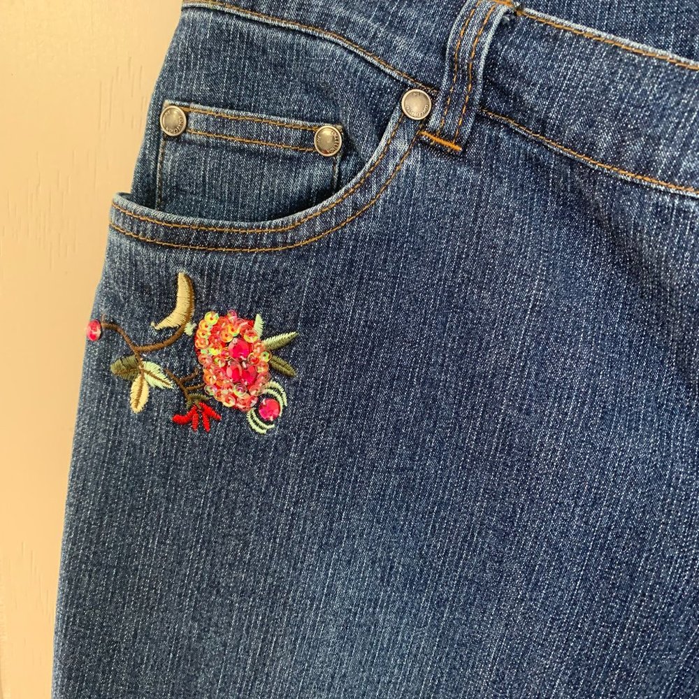 NY Collection Women's Jeans Boot Leg Floral